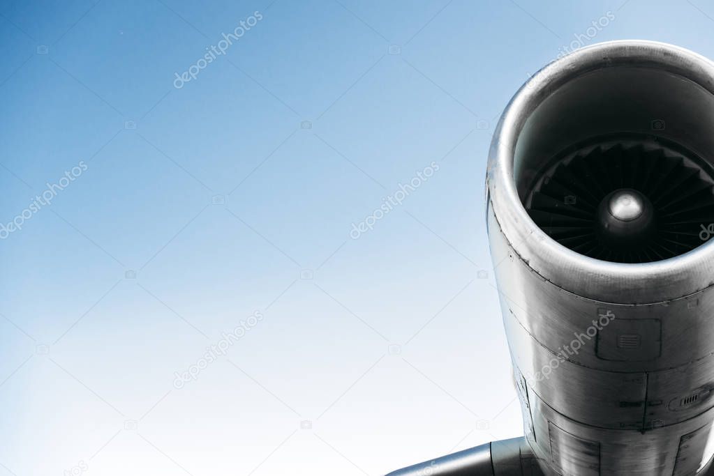 Jet engine against sky background