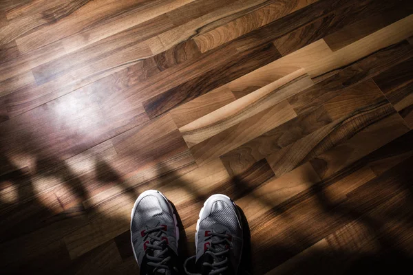 Sneakers Wooden Background — Stock Photo, Image