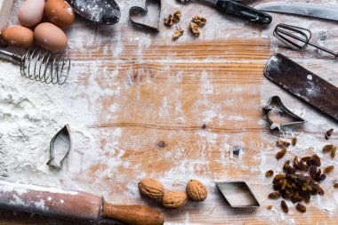 Gıda arka plan, malzemeler ve formlar için çerezleri hazırlık görünümü top