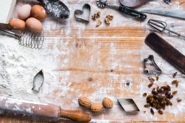 Gıda arka plan, malzemeler ve formlar için çerezleri hazırlık görünümü top