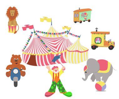 hayvan circus, Sihir gösterisi, aslan ve fil ve ayı