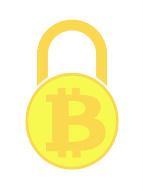 bitcoin, vektör simge elektronik güvenlik kilidi. vektör tasarımı. 