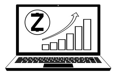 Diyagram bir ekran laptop ile para zcash