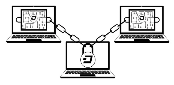 Tecnologia de cadeia de bloco traço — Vetor de Stock