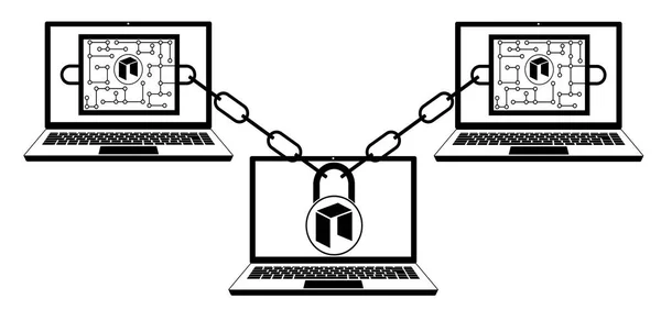 Tecnologia de cadeia de bloco neo — Vetor de Stock