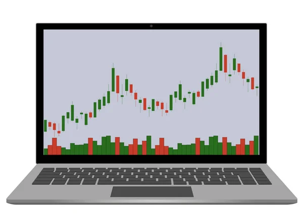 Gráfico de castiçal e diagrama no laptop Ilustrações De Stock Royalty-Free