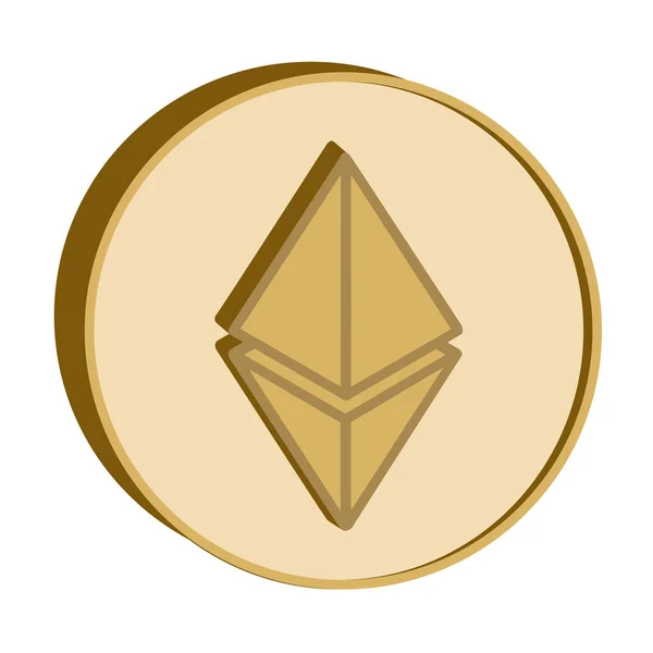 Ethereum titkosító pénznem szimbólum, arany érme ikon — Stock Vector