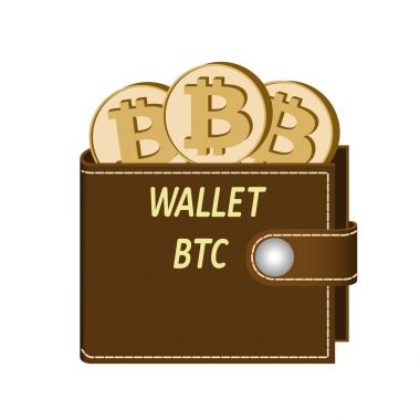 Beyaz bir arka plan üzerinde paralar ile Bitcoin cüzdan