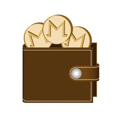 Beyaz bir arka plan üzerinde paralar ile monero cüzdan