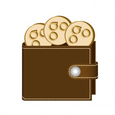 Beyaz bir arka plan üzerinde paralar ile omisego cüzdan 