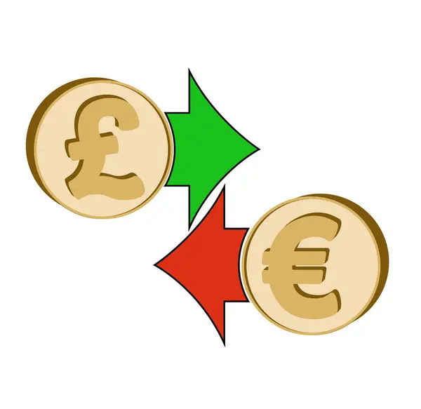 Cambio Libra británica a euro — Vector de stock