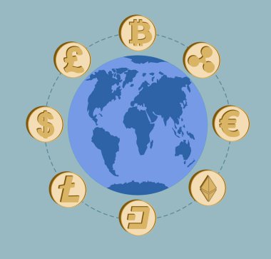 Kripto para birimi ve para birimi para Dünya çevresinde
