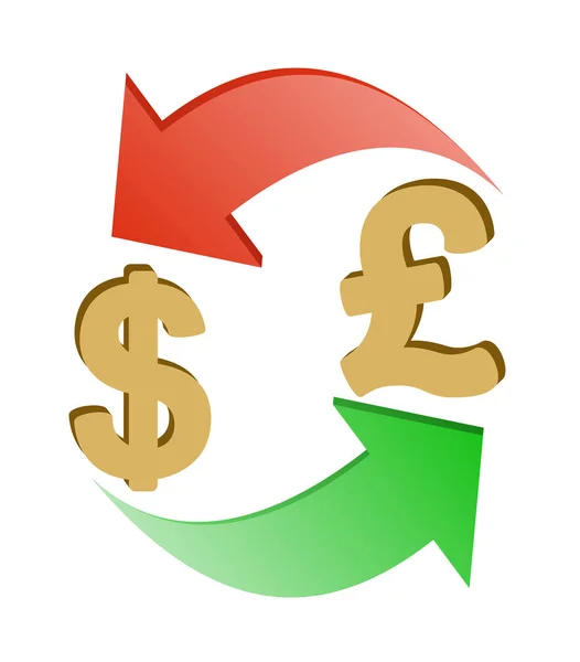 Câmbio dólar para libra britânica — Vetor de Stock