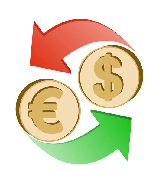 Cambio euro a dólar — Archivo Imágenes Vectoriales