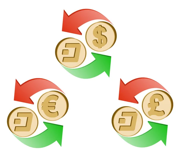 Ανταλλαγή εξόρμηση στο δολάριο, ευρώ και λίρας στερλίνας — Διανυσματικό Αρχείο
