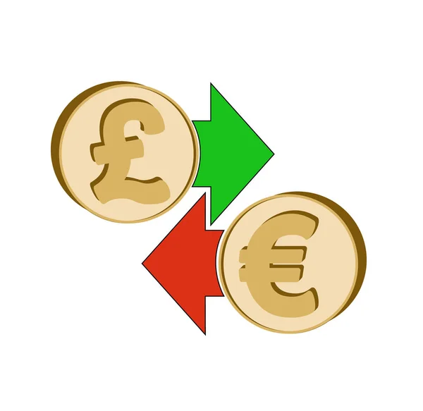 Ανταλλαγή βρετανικής λίρας σε ευρώ — Διανυσματικό Αρχείο