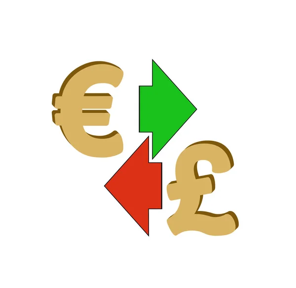 Euro in britisches Pfund umtauschen — Stockvektor