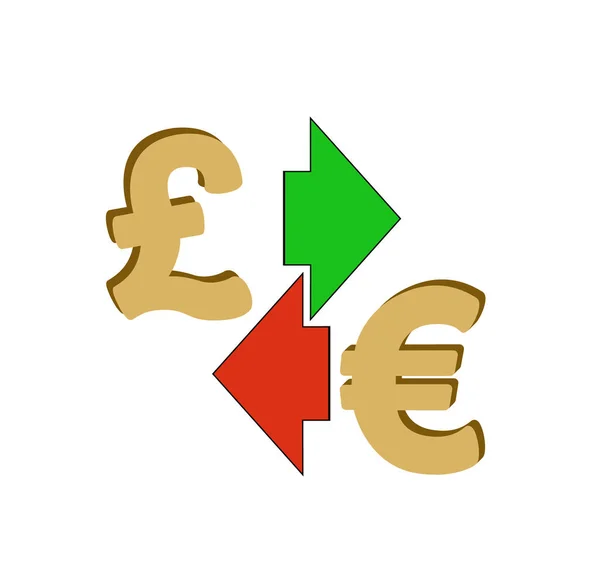 Ανταλλαγή βρετανικής λίρας σε ευρώ — Διανυσματικό Αρχείο