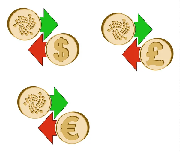 Iota de change en dollar, euro et livre sterling — Image vectorielle