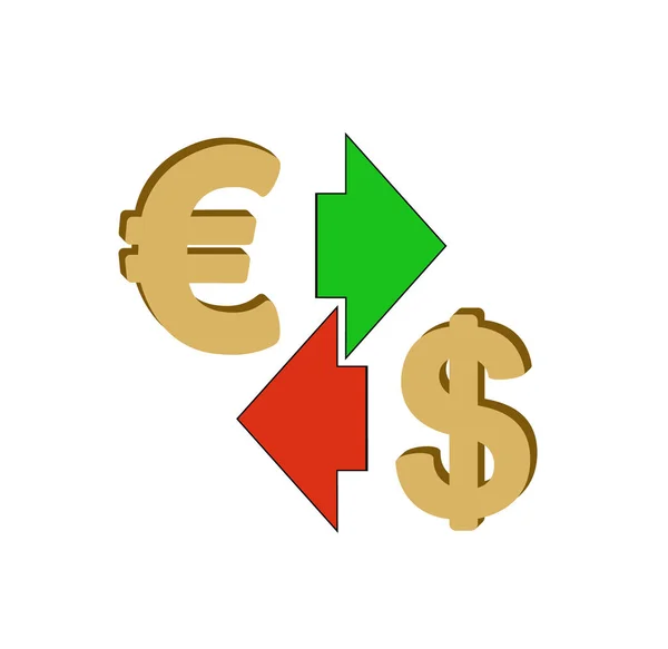 Cambio euro a dólar — Vector de stock