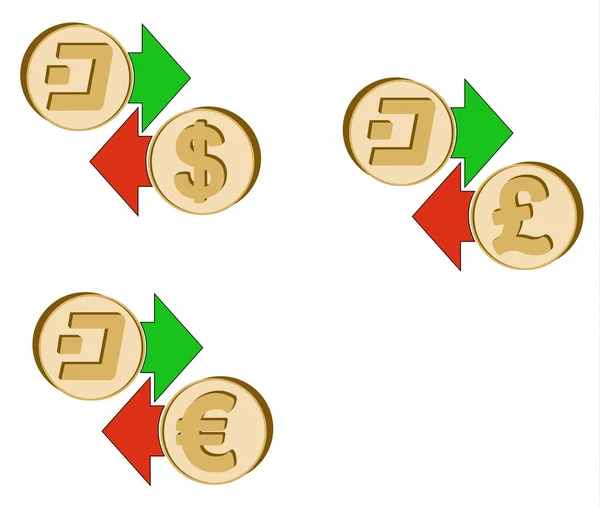 Валютный приток к доллару, евро и британскому фунту — стоковый вектор