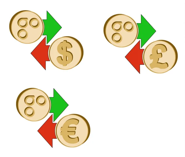 ドル、ユーロ、英国ポンドに交換 omisego — ストックベクタ