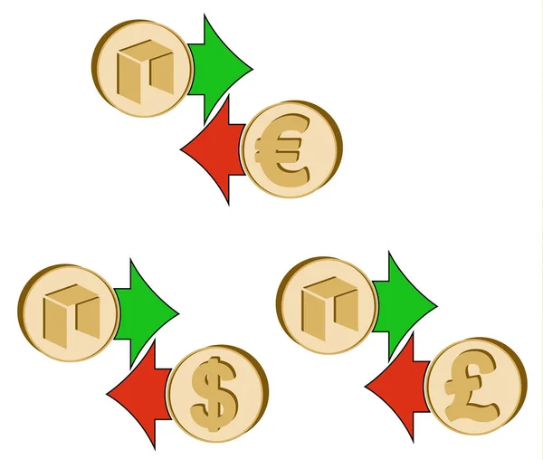 Dolar, euro ve İngiliz Sterlini için Exchange neo — Stok Vektör