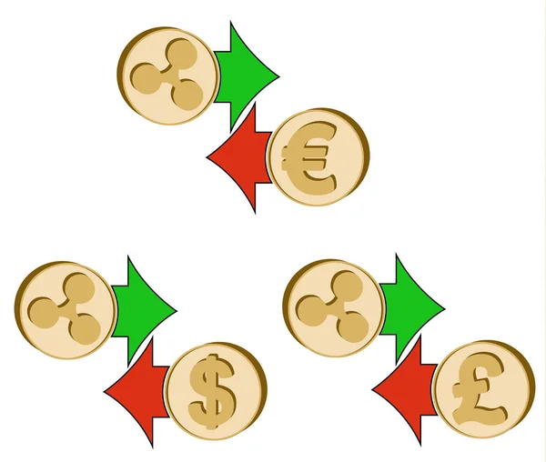 Dolar, euro ve İngiliz Sterlini için Exchange dalgalanma — Stok Vektör