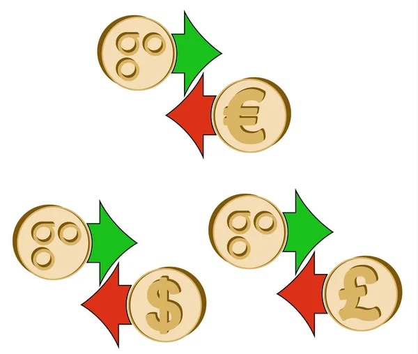 Omisego de change à Dollar, euro et livre sterling — Image vectorielle