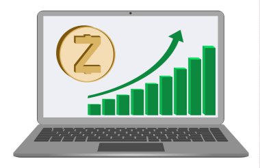 zcash madeni para ile büyüme grafik üzerinde bir dizüstü bilgisayar monitörü