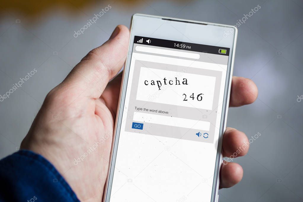 holding captcha smartphone