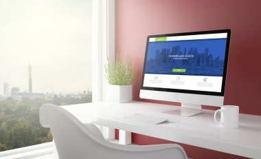 modern web tasarım şablonu bilgisayar ile kırmızı studio