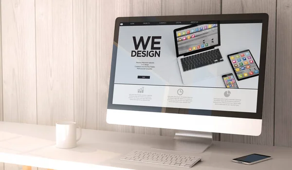컴퓨터의 화면에 디자인 웹사이트 — 스톡 사진