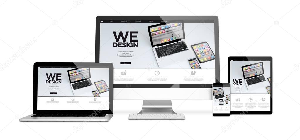 isolated devices showing responsive website