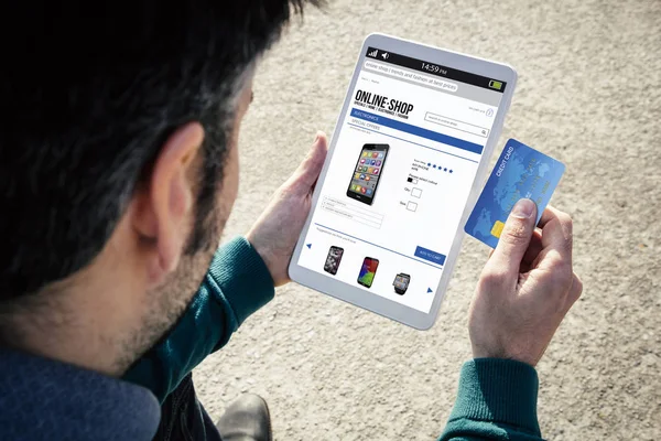 Online-Shopping Tablet Kreditkarte — Stockfoto