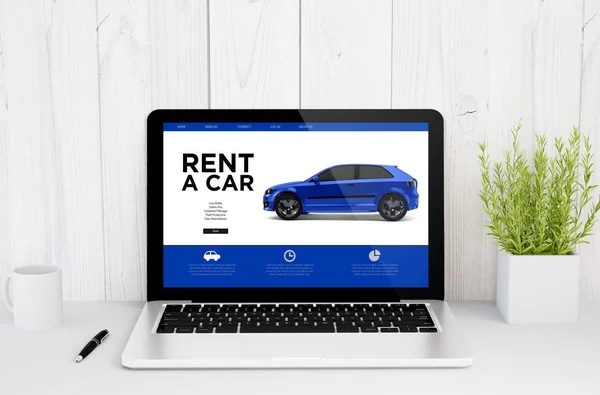 rent a car screen on table