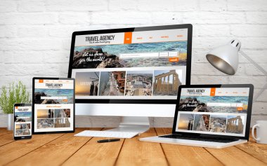 travel agency website screen multidevices clipart