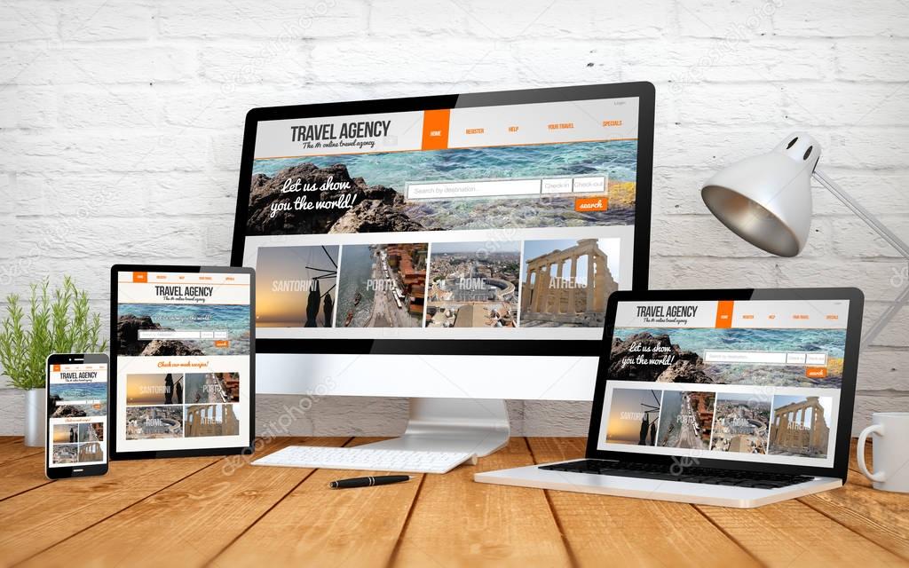 travel agency website screen multidevices