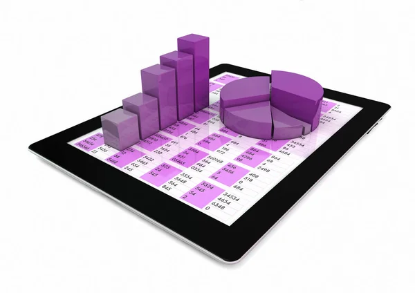 Gráficos e tablet mostrando dados — Fotografia de Stock
