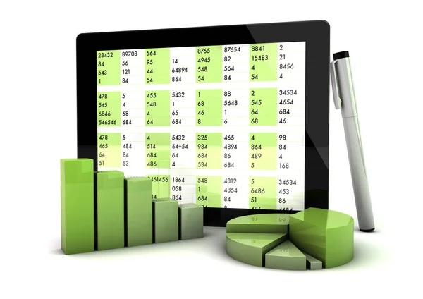 Graphics and tablet showing data — Stock Photo, Image