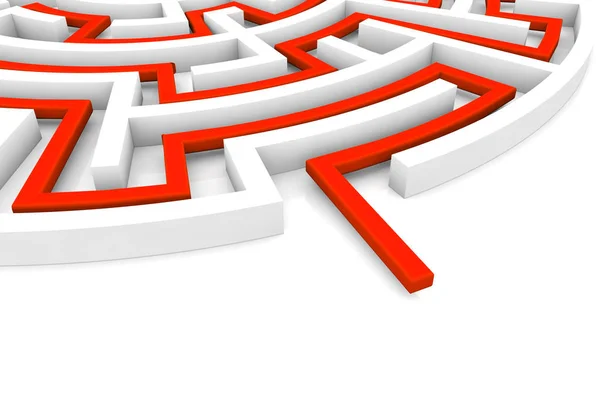 Geometrisches Labyrinth mit roter Linie — Stockfoto