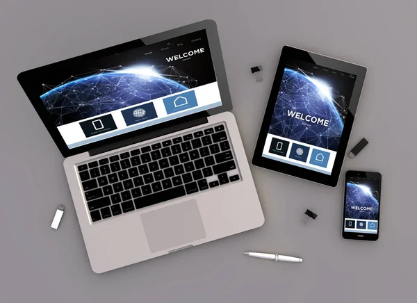 Communications website responsive devices — Stock Photo, Image