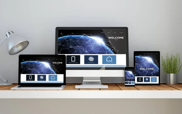 Desain bumi situs web responsif online — Stok Foto