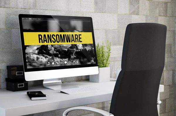 Ransomware en la pantalla del ordenador — Foto de Stock