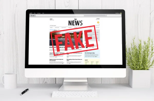 Fake news sul computer . — Foto Stock