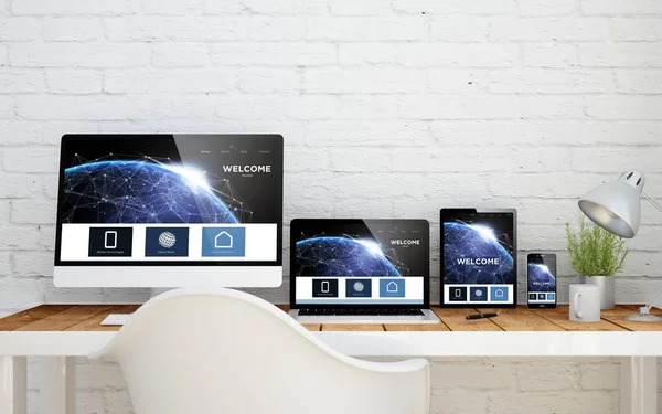 Multi devices desktop — Stock Photo, Image