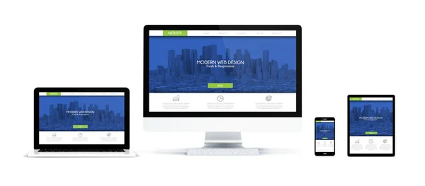 Devices showing city web design — Stock Photo, Image