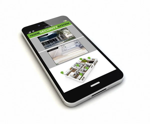 Smartphone dengan video mobile cctv di layar — Stok Foto