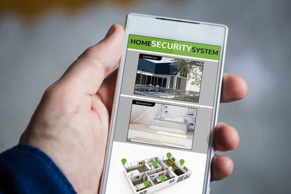 Smartphone with cctv website on screen — Stock Photo, Image