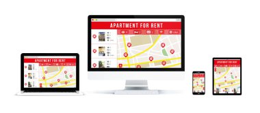 Daire kira Web sitesi için gösterilen aygıtlar